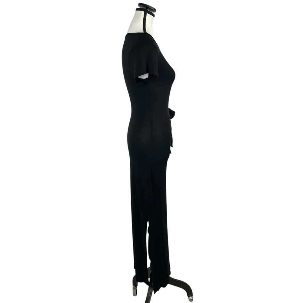 Livi By Olivia Rae Midi Dress M Black Side Tie Bodycon Maxi Minimalist Casual